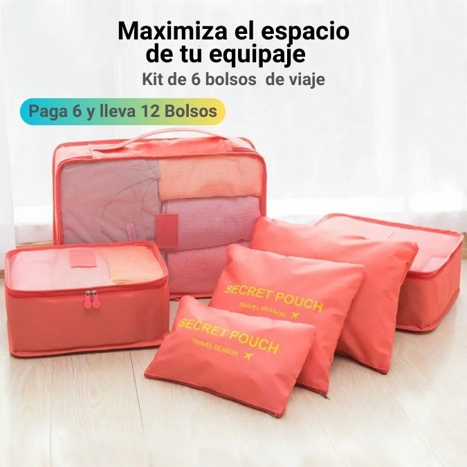 Set de Bolsas de Viaje de 6  Piezas | Paga 6 y lleva 12 piezas.