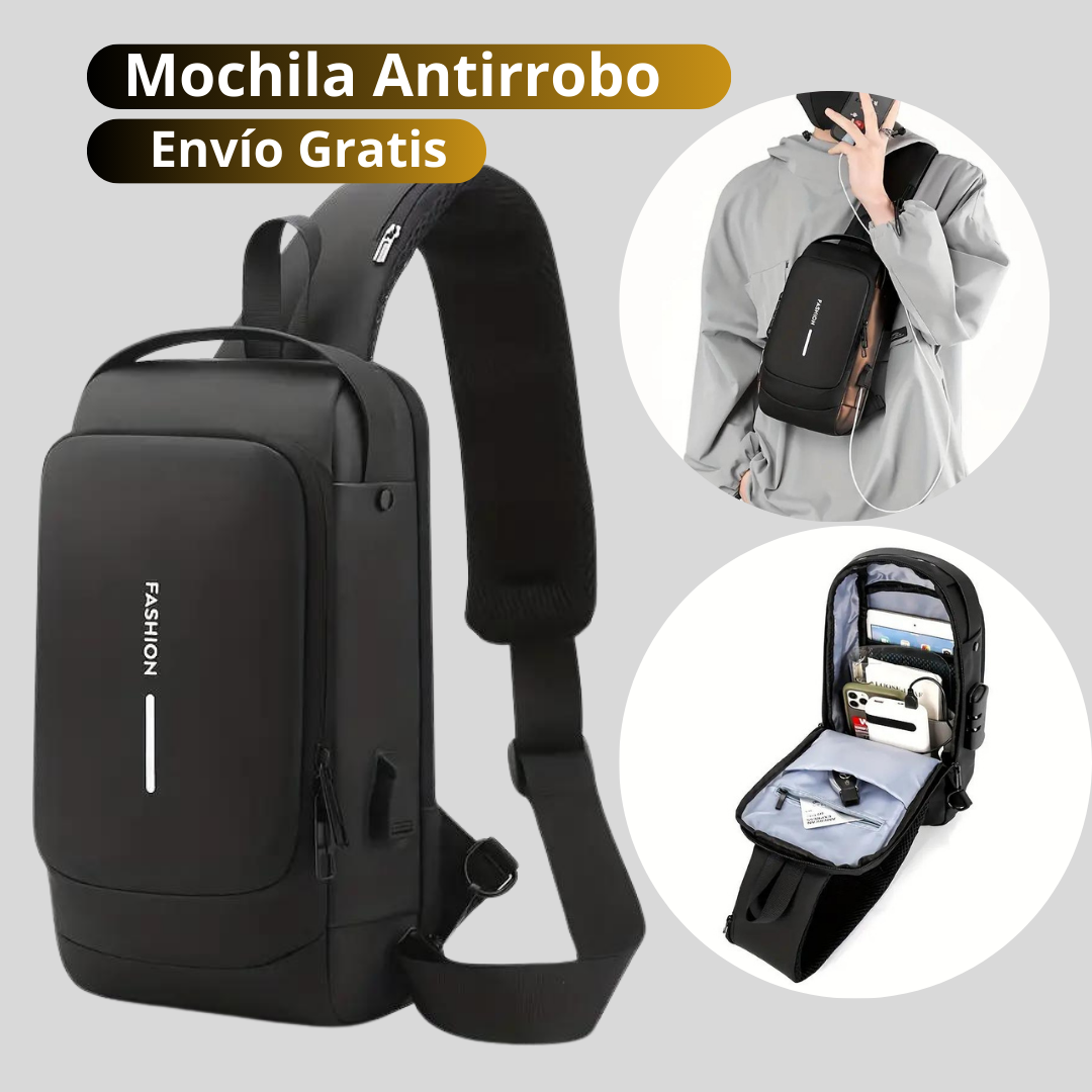 Fashion ™ |  Mochila cruzada con seguro y puerto usb