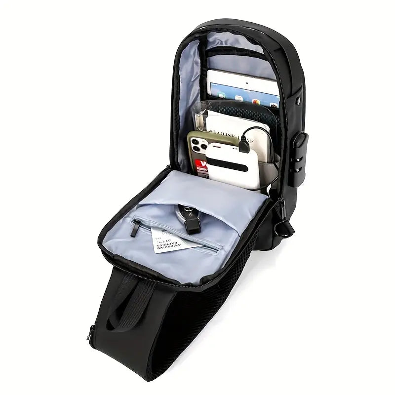 Fashion ™ |  Mochila cruzada con seguro y puerto usb