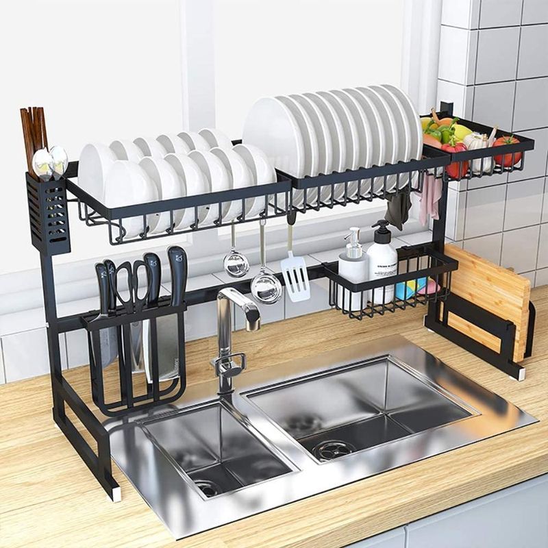 Organizador y Escrurridor de Platos de acero inoxidable de fregadero.